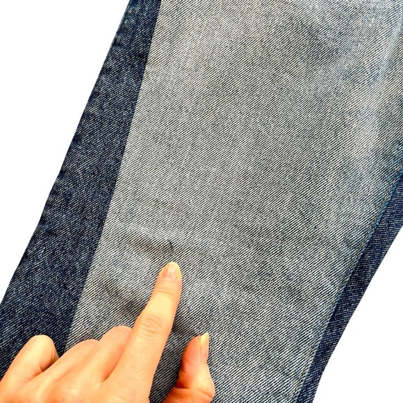 Levi’s 501 Two-Tone Patchwork Jeans W25 L30 High Rise Straight Leg Raw Hem Y2K - Picture 6 of 16